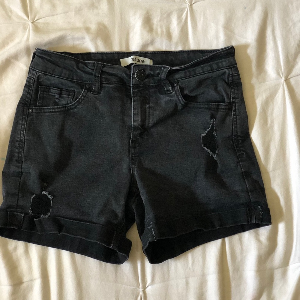 Washed out black shorts